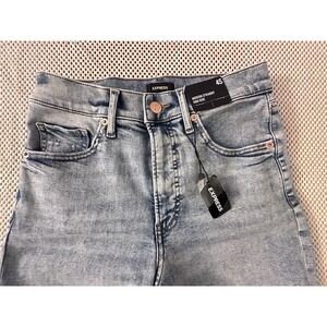 NEW Express Jeans Women Sz 4S 4 Modern Straight High Rise Stretch Distressed NWT
